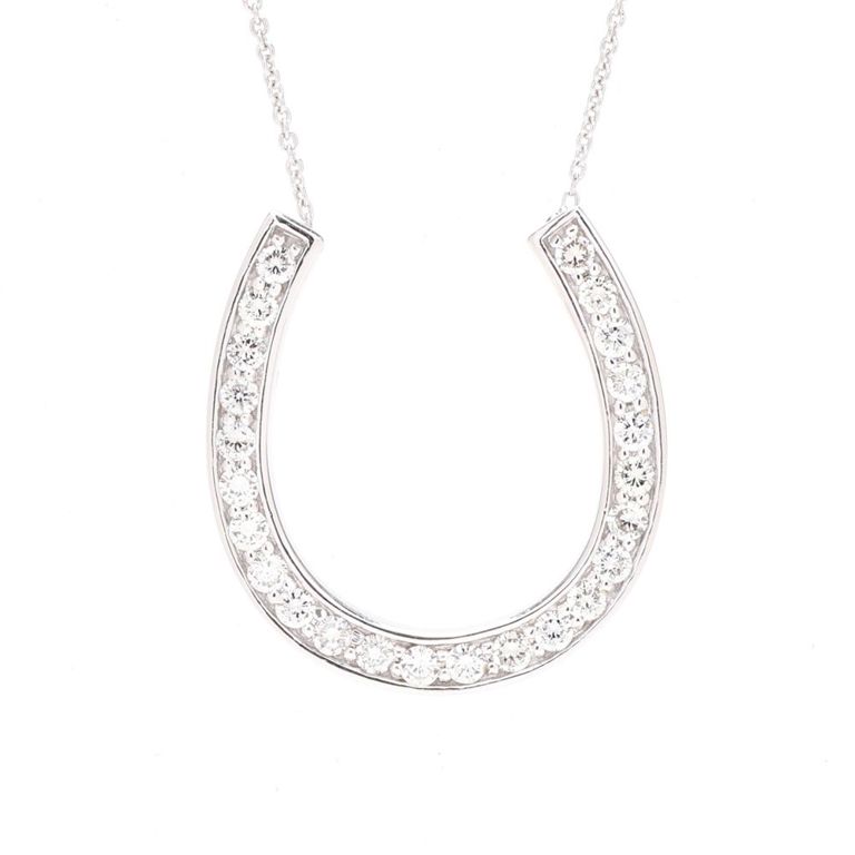 Gold Diamond Horseshoe Pendant Necklace