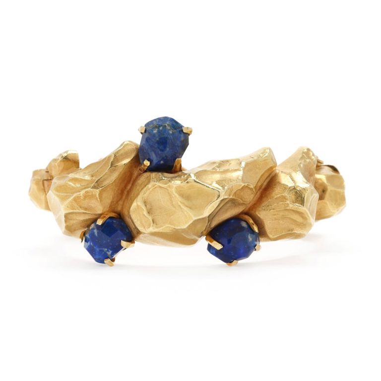 18k Gold Lapis Lazuli Bangle Bracelet