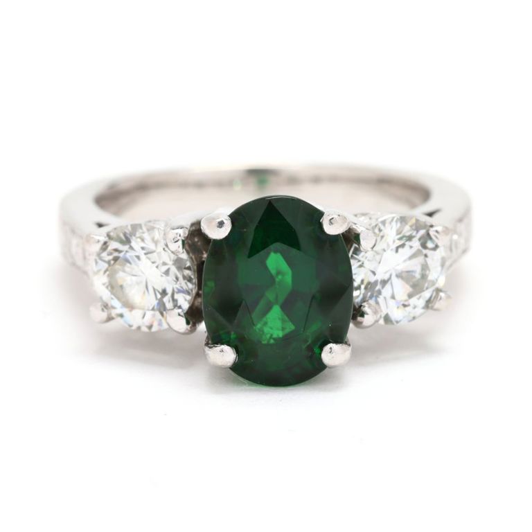 Platinum Tourmaline and Diamond Ring