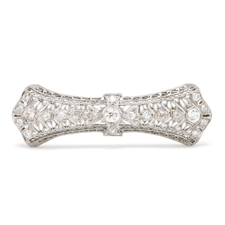 Platinum Diamond Bar Brooch