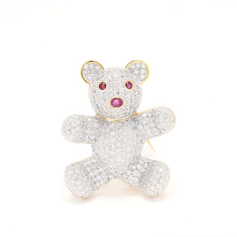 18k Gold Diamond Pendant Brooch