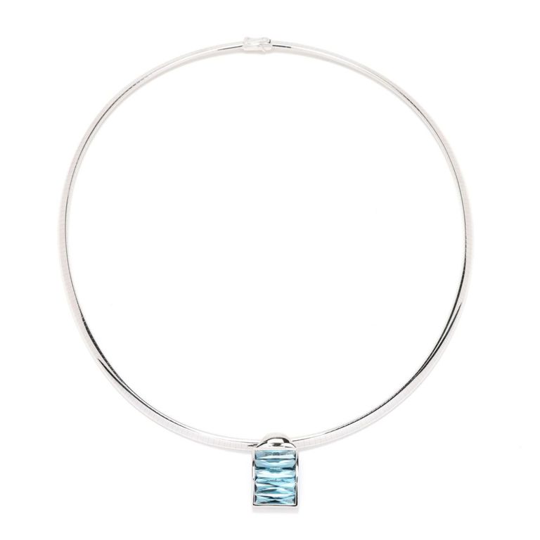 18k Gold Blue Topaz Pendant Necklace