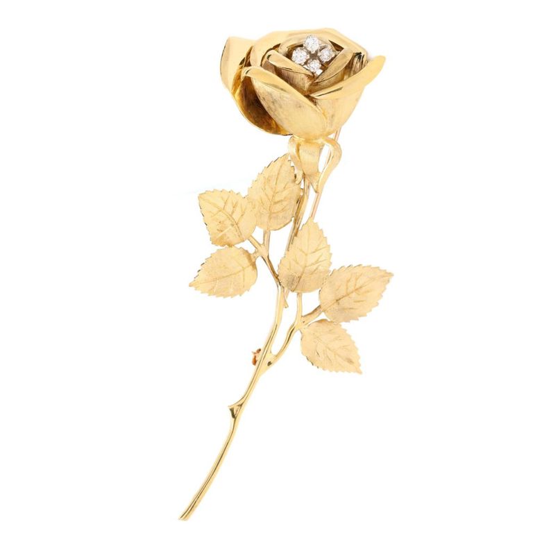 18k Gold Diamond Brooch