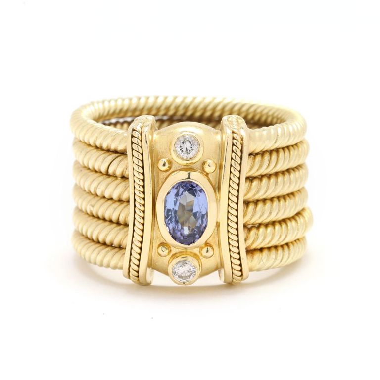 14k Gold Tanzanite and Diamond Ring