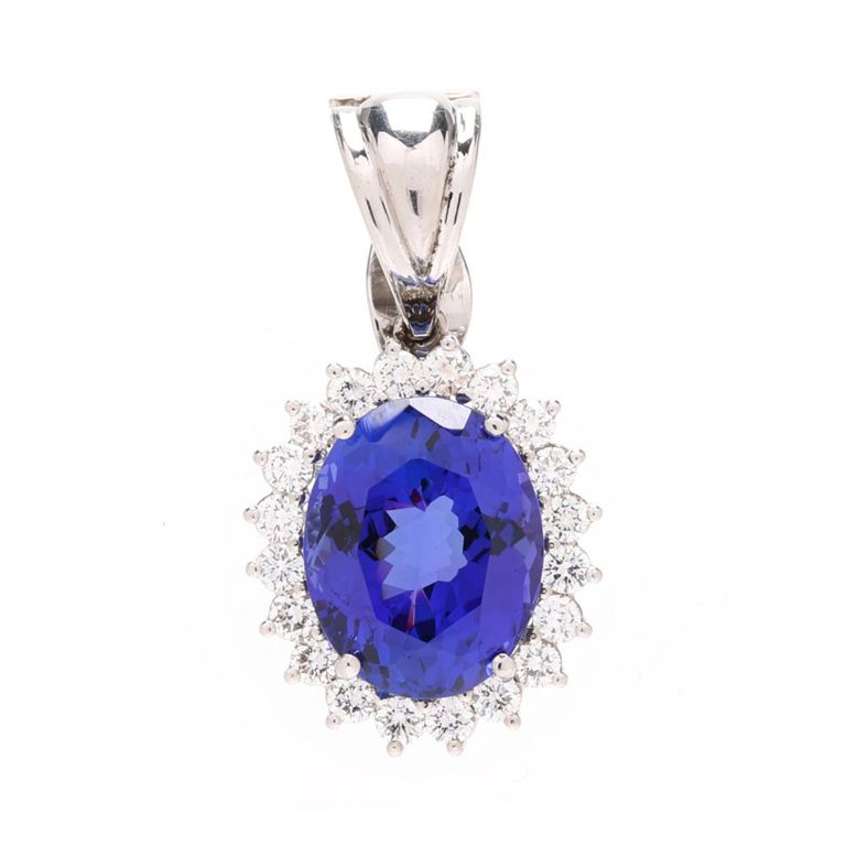 18k Gold Tanzanite and Diamond Pendant