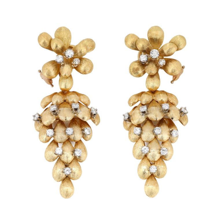 18k Gold Diamond Drop Earrings