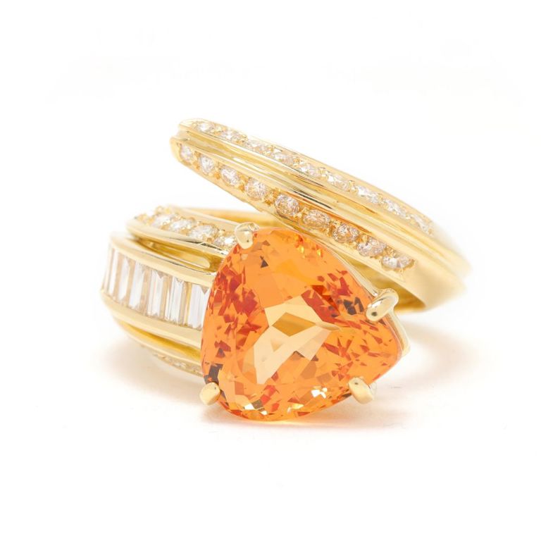 18k Gold Topaz and Diamond Ring