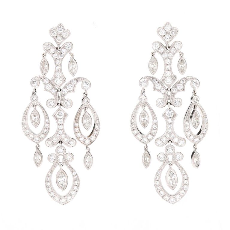 18k Gold Diamond Girandole Earrings