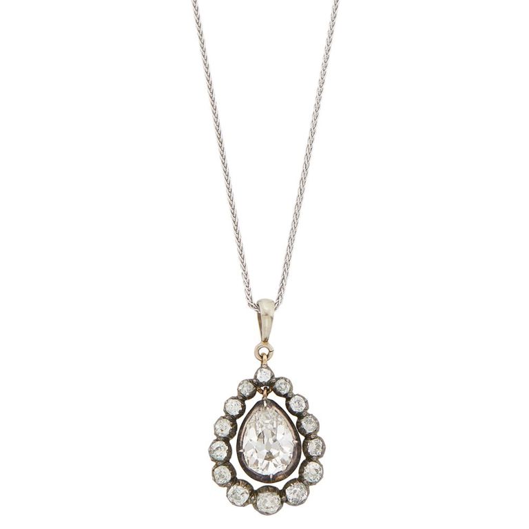 Gold Silver and Diamond Pendant Necklace