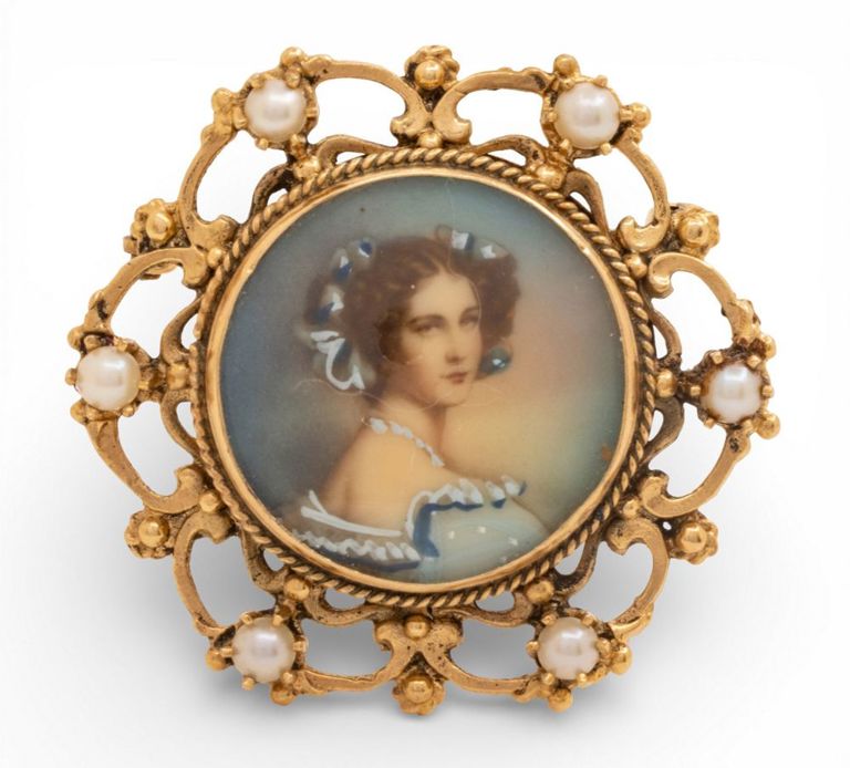 14k Gold Pearl Pendant/Brooch