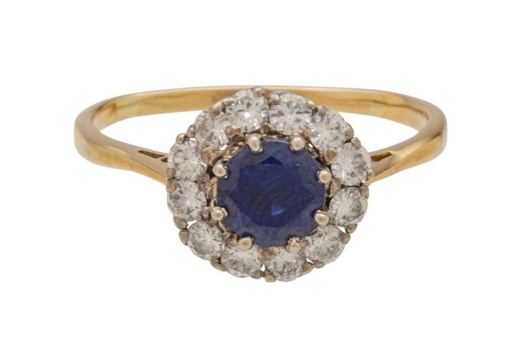 14k Gold Sapphire and Diamond Ring