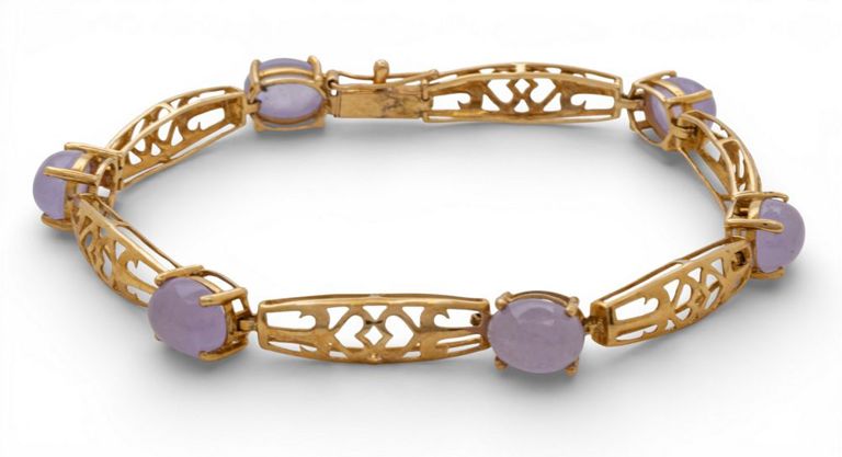 14k Yellow Gold Jade Bracelet