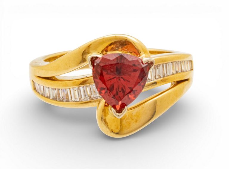 14k Gold Zircon and Diamond Ring