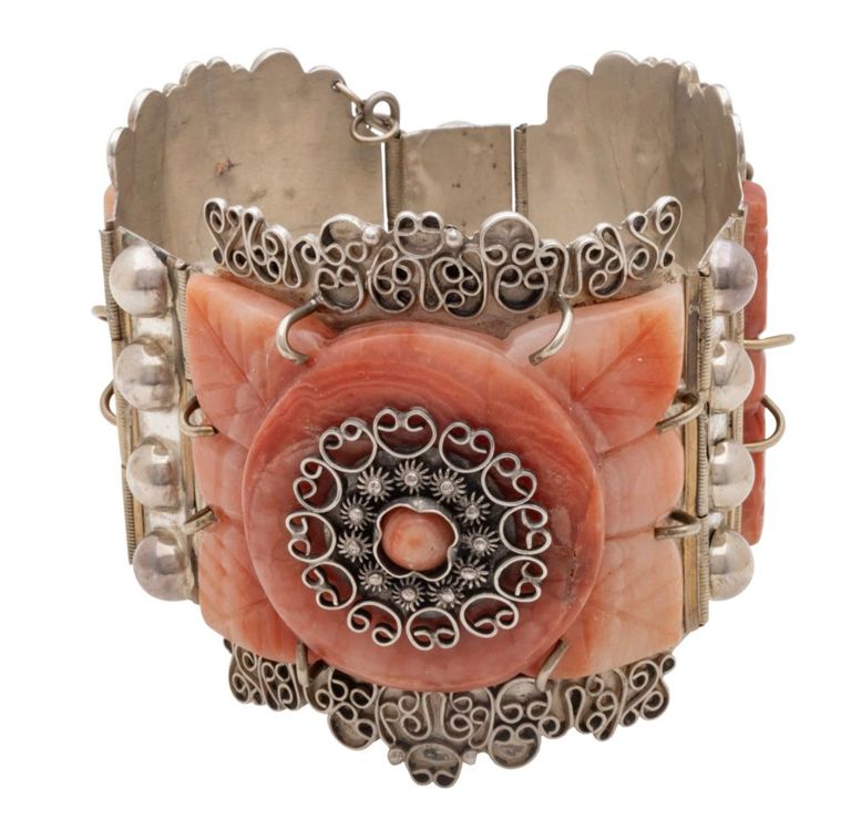 Sterling Silver Agate Link Bracelet