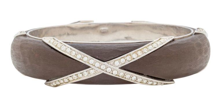 Sterling Silver and Wood Bangle Bracelet