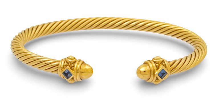 18k Gold Sapphire Bangle Bracelet