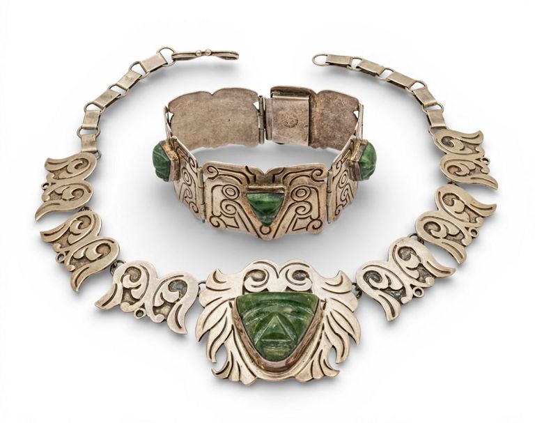 Sterling Silver Onyx Necklace and Bracelet