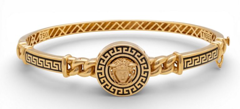 18k Gold Enamel Bangle Bracelet