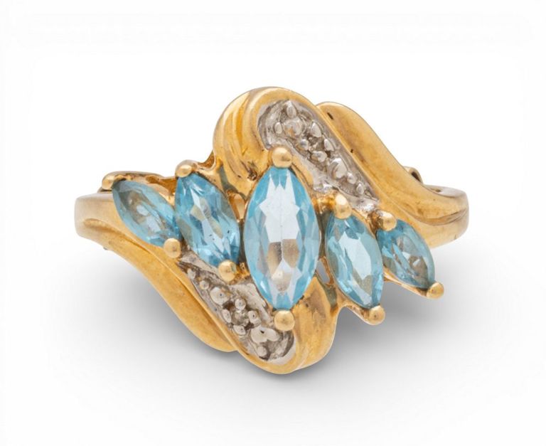 Gold Topaz and Diamond Ring