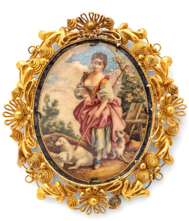 14k Gold and Enamel Brooch