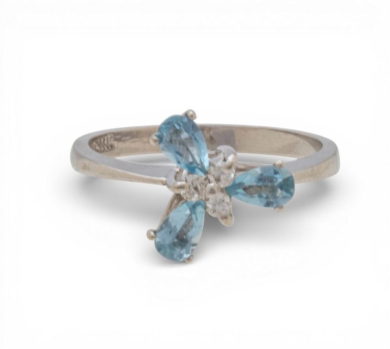 14k Gold Topaz and Diamond Ring