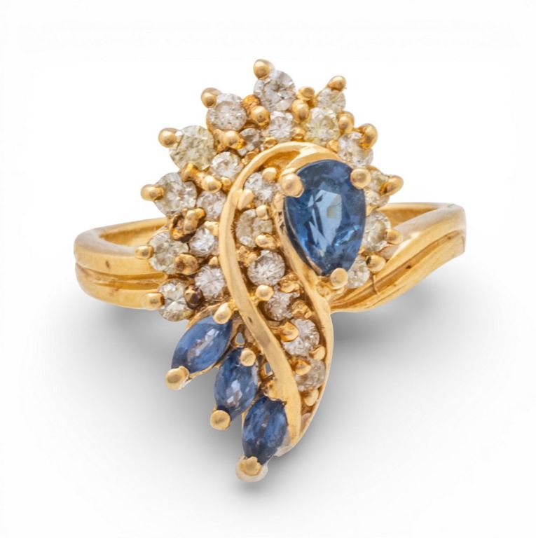 14k Gold Sapphire and Diamond Ring