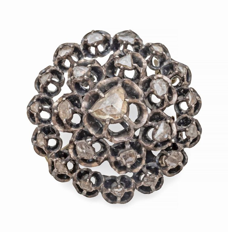Silver Diamond Brooch