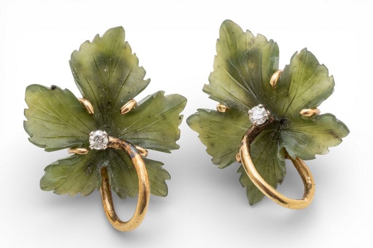 Jade and Diamond Earrings