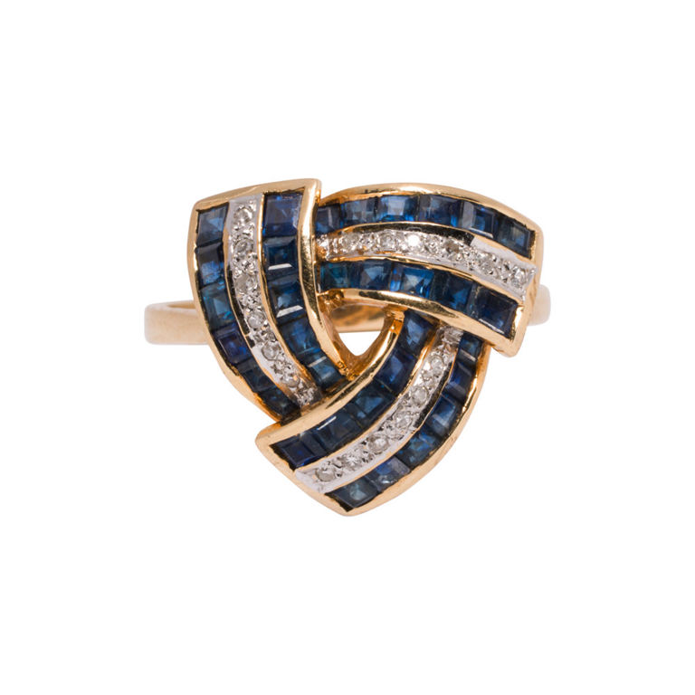 14k Gold Sapphire and Diamond Ring