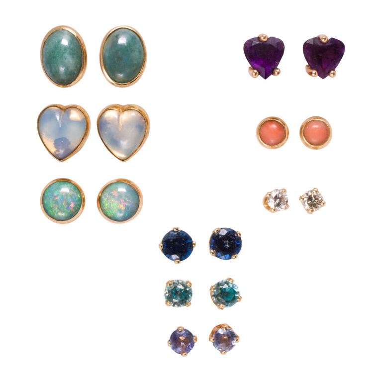 14k Gold Gemstone Earrings