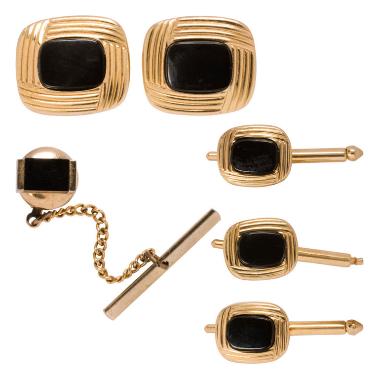 14k Gold Onyx Dress Set