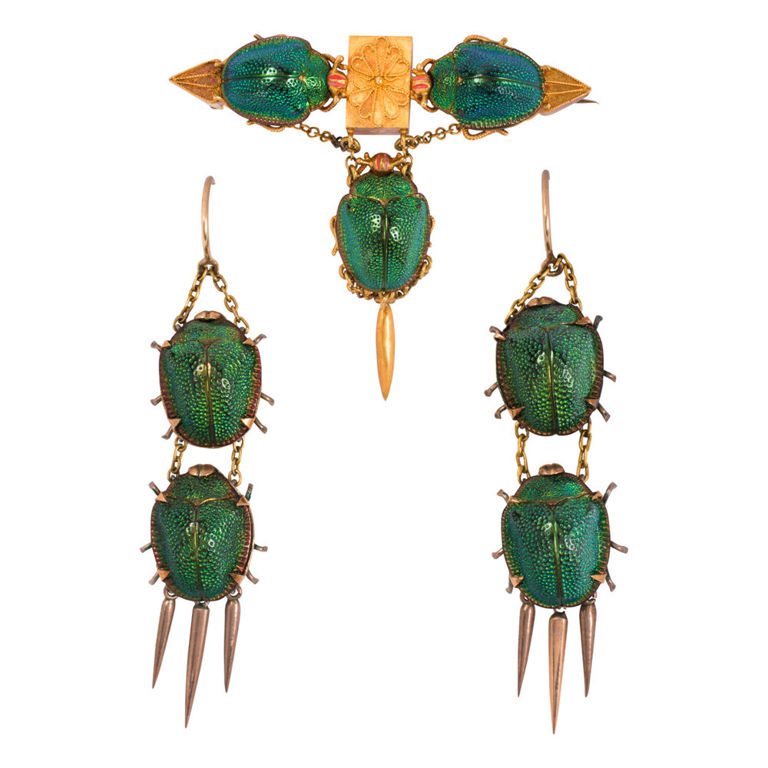 Gold Scarab Jewelry Set