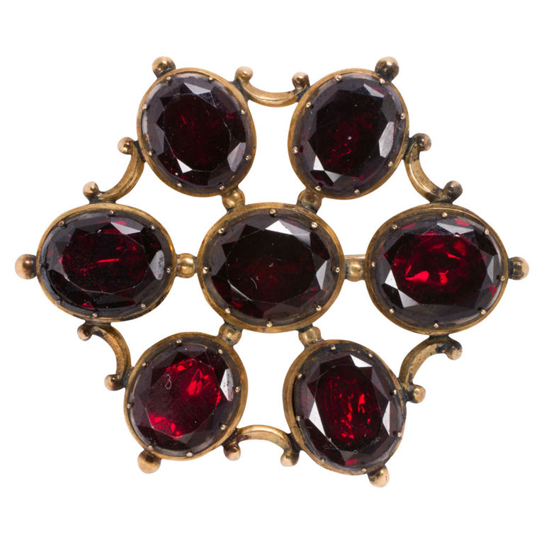Gold, Silver and Garnet Brooch