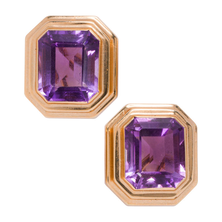 14k Gold Amethyst Earrings