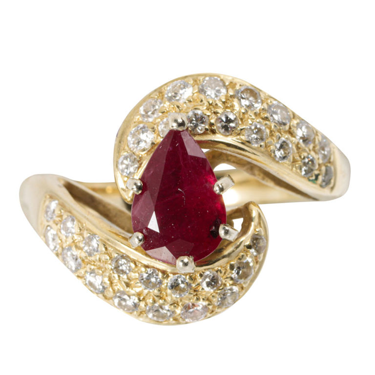 14k Gold Ruby and Diamond Ring