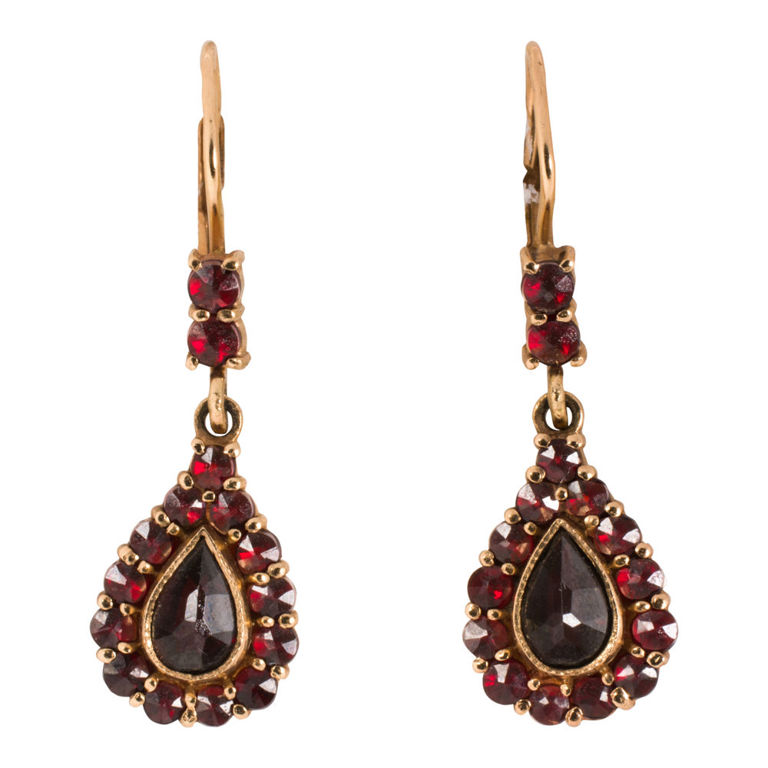 14k Gold Garnet Earrings