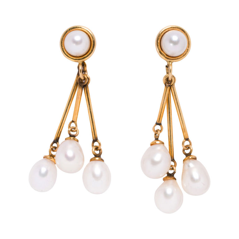 14k Gold Pearl Earrings