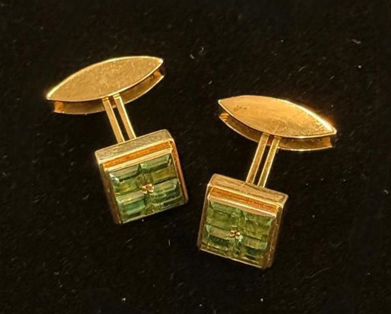 14k Gold Tourmaline Cufflinks