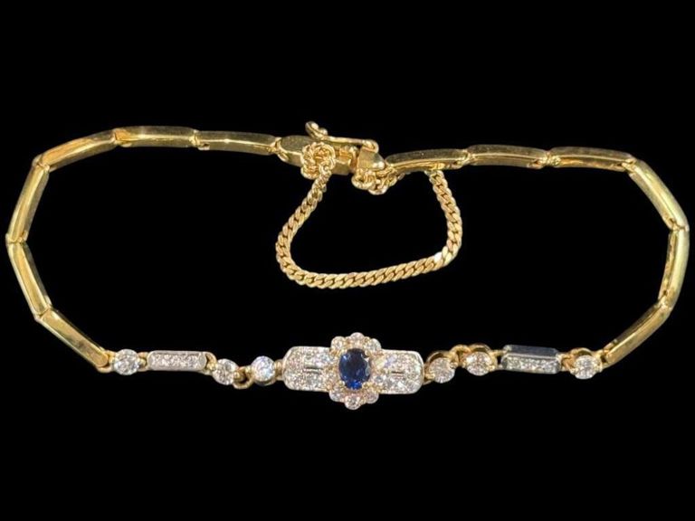 18k Gold Sapphire and Diamond Bracelet