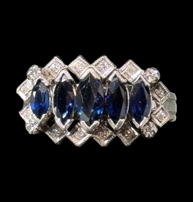18k Gold Sapphire and Diamond Ring