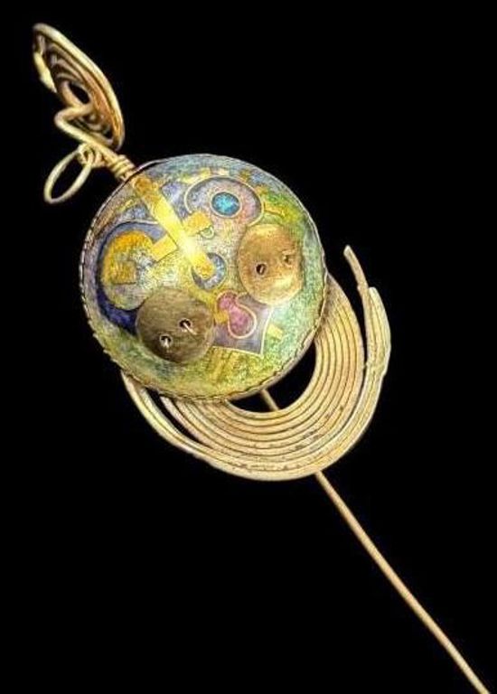 Gold Silver Enamel Brooch