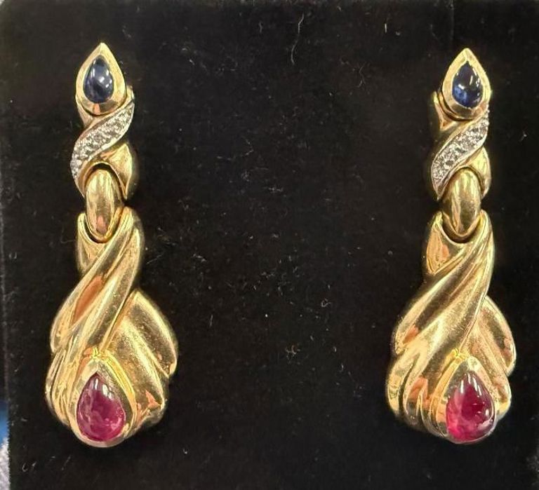 14k Gold Stone Earrings