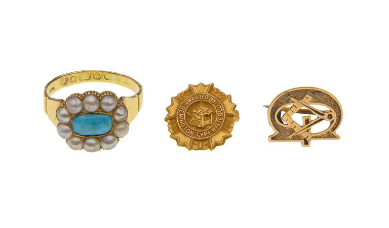18k Gold Pearl and Turquoise Jewelry Assortment