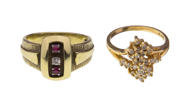 14k Gold Diamond and Ruby Rings
