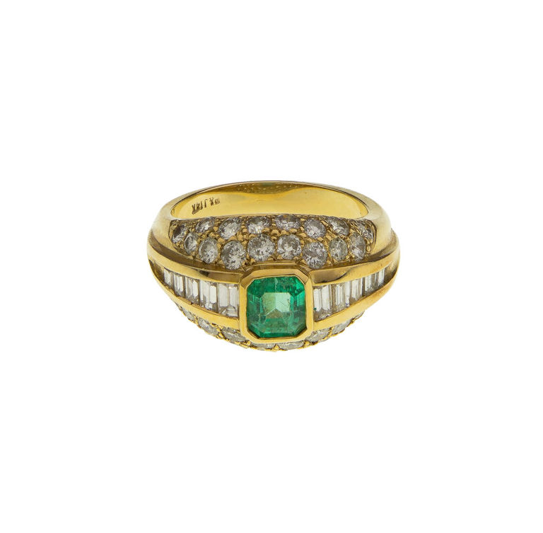 14k Gold Emerald and Diamond Ring