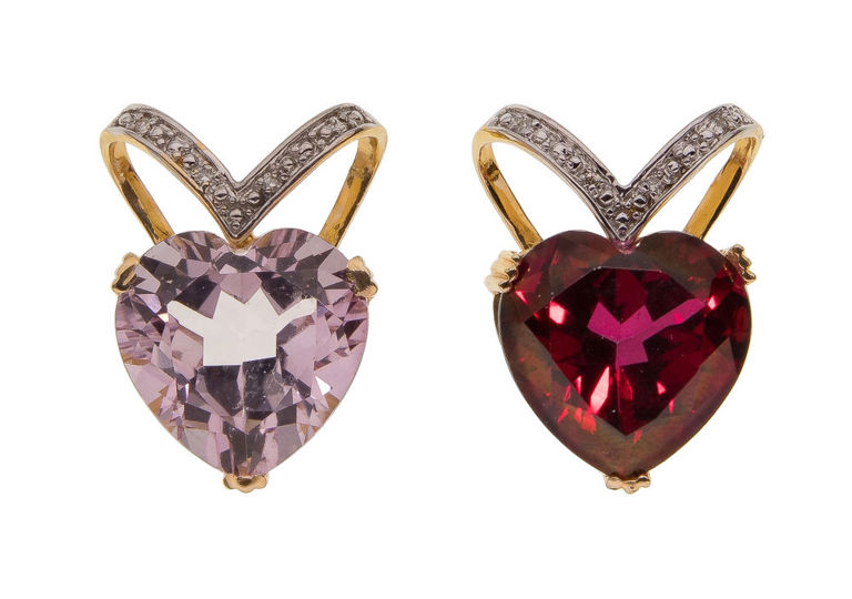 14k Gold Gemstone and Diamond Pendant Necklaces