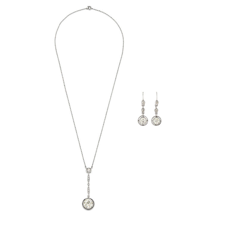 Silver, Gold and Platinum Diamond Jewelry Set