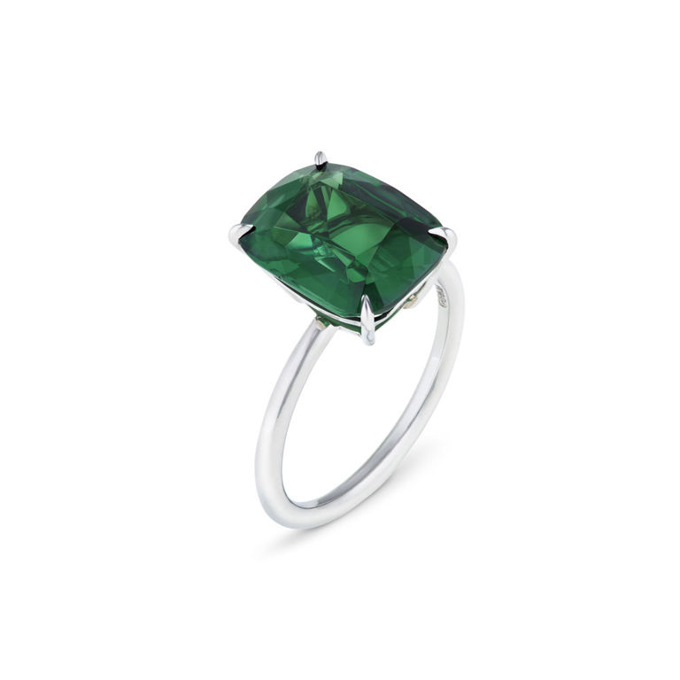Platinum Tsavorite Garnet Ring