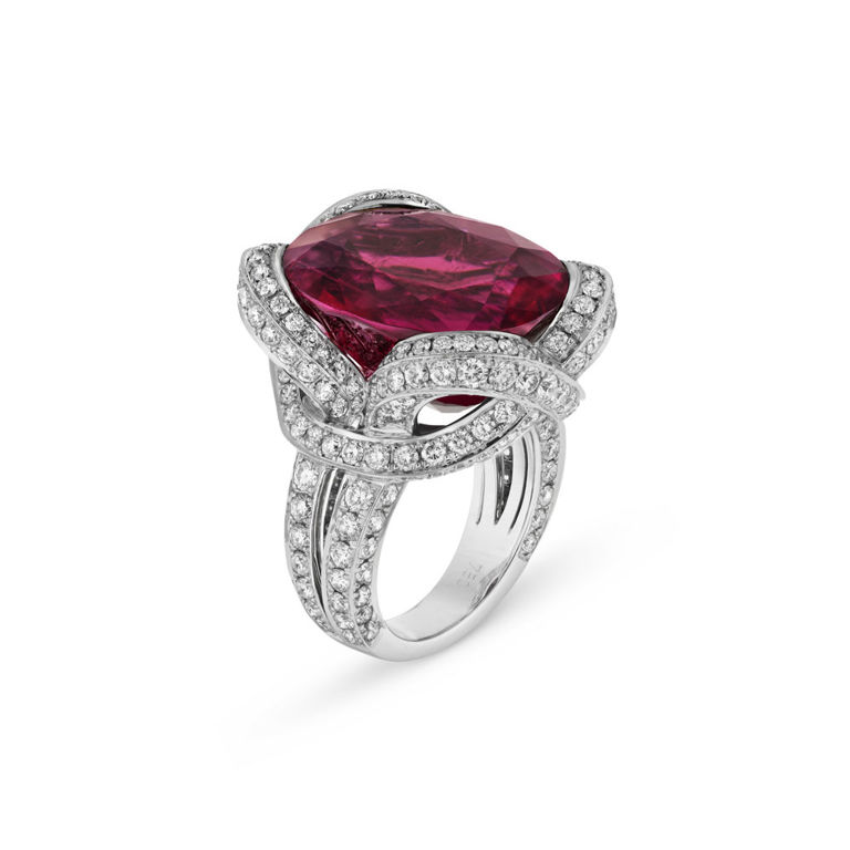 18k White Gold Tourmaline and Diamond Ring