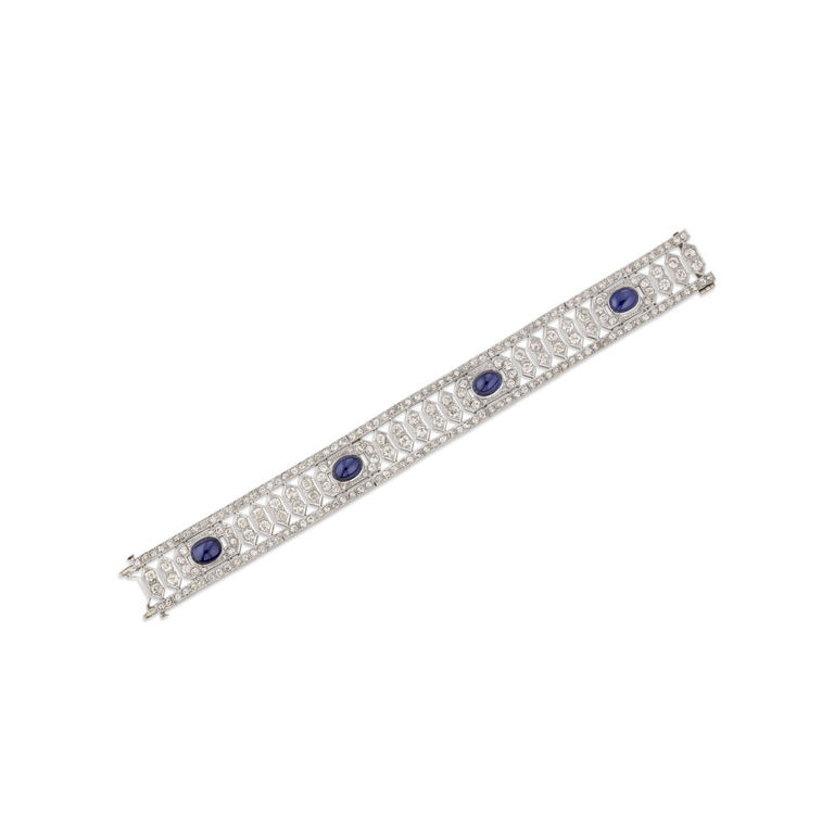 Platinum Sapphire and Diamond Bracelet